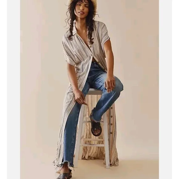free people rowan maxi dress NWT Free people Women Rowan Maxi Blue Stripe Preppy Dress Sz XS